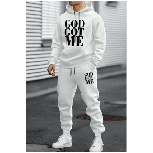 Kit Moletom+ Calça God Got Me Masculino Inverno - BRANCO - QUEIMA DE ESTOQUE