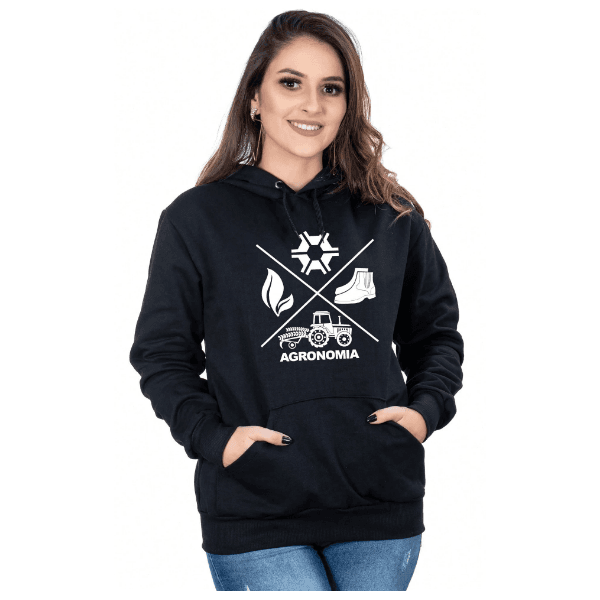Blusa Moletom Feminino Country Agronomia - PRETO - QUEIMA DE ESTOQUE