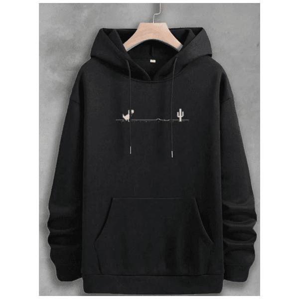 Moletom Com Capuz Blusa de Frio Casaco Moletom Canguru Estampa Dinossauro - PRETO - QUEIMA DE ESTOQUE