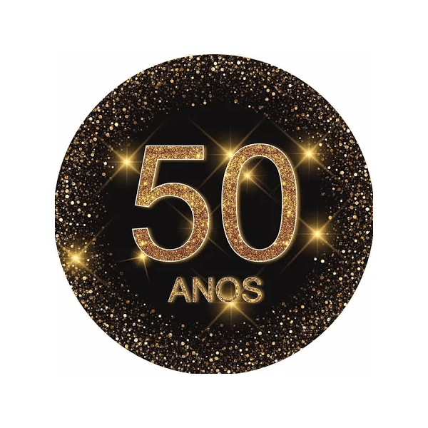 Painel Festa Redondo Festa 50 Anos 50x50 Diâmetro - QUEIMA DE ESTOQUE