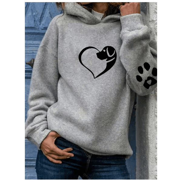 Moletom Cachorrinho Coração Feminino Inverno - Cinza G - QUEIMA DE ESTOQUE