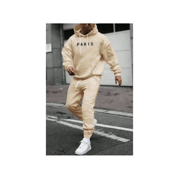 Conjunto Kit Moletom + Calça Paris Masculino Tendência - BEGE - QUEIMA DE ESTOQUE 