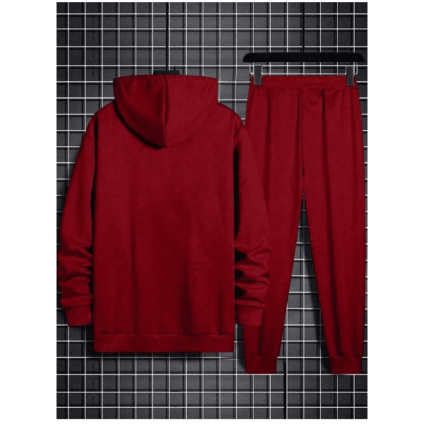 Conjunto De Moletom Com Capuz E Calça Estampa Cruzada MASCULINO - BORDO - QUEIMA DE ESTOQUE