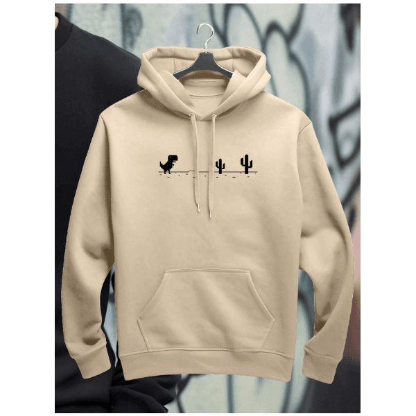 Moletom Com Capuz Blusa de Frio Casaco Moletom Canguru Estampa Nerd - BEGE - QUEIMA DE ESTOQUE