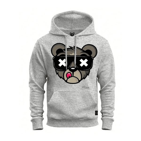 Moletom Canguru Feminino Masculino Unissex Com Capuz Urso Bolado - CINZA - QUEIMA DE ESTOQUE
