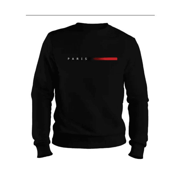 Moletom Masculino Gola Careca Flanelado Paris Suéter Frio - PRETO - QUEIMA DE ESTOQUE