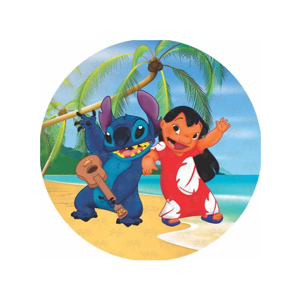 PAINEL DE FESTA DO LILO STICTH DE 50 X 50 SUBLIMADO NO TECIDO COM ACABAMENTO NO ELÁSTICO. QUEIMA DE ESTOQUE