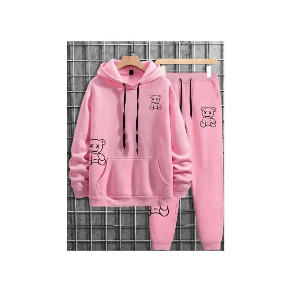 kit Moletom e Calça Unissex Ursinhos Inverno - ROSA - QUEIMA DE ESTOQUE