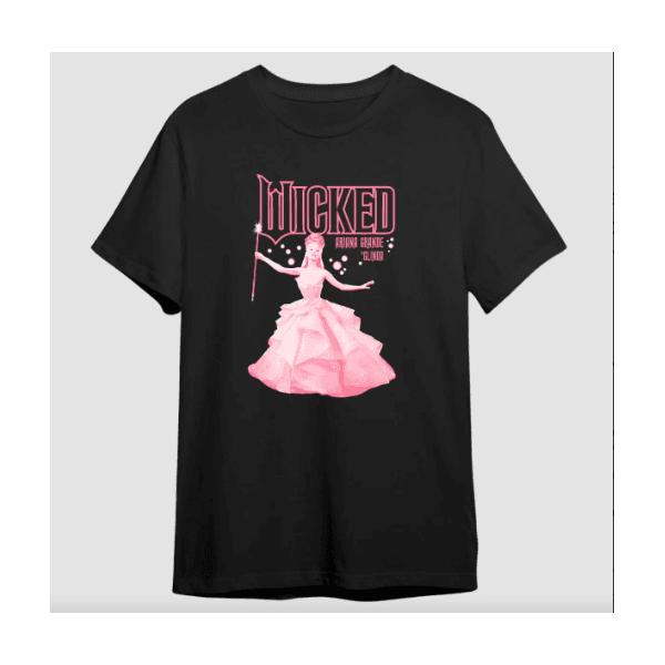 Camiseta Filme Wicked Básica Algodão Glinda Ariana Grande - PRETO - QUEIMA DE ESTOQUE