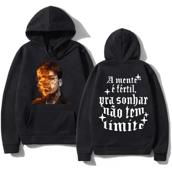 Moletom Estampado Mc Kevin Blusa De Frio Com Capuz - PRETO - QUEIMA DE ESTOQUE