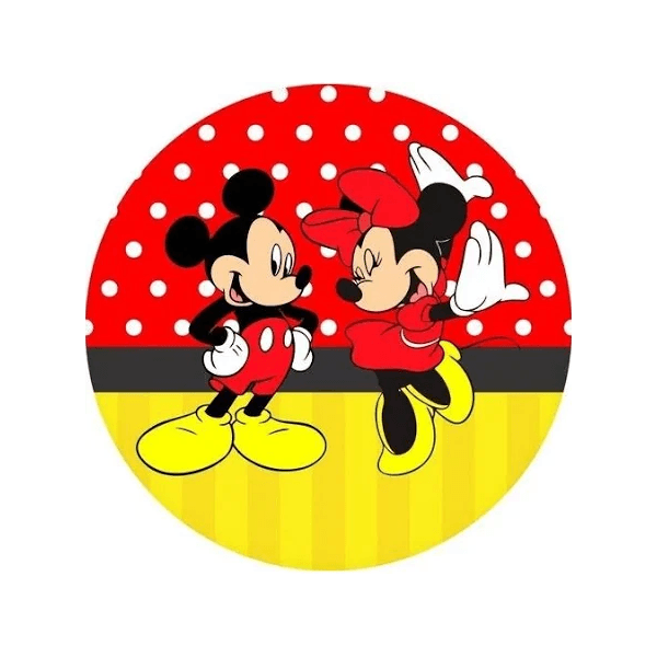 Painel Minnie E Mickey 50x50 Redondo Sublimado Com Elástico BELLESMODAS - QUEIMA DE ESTOQUE