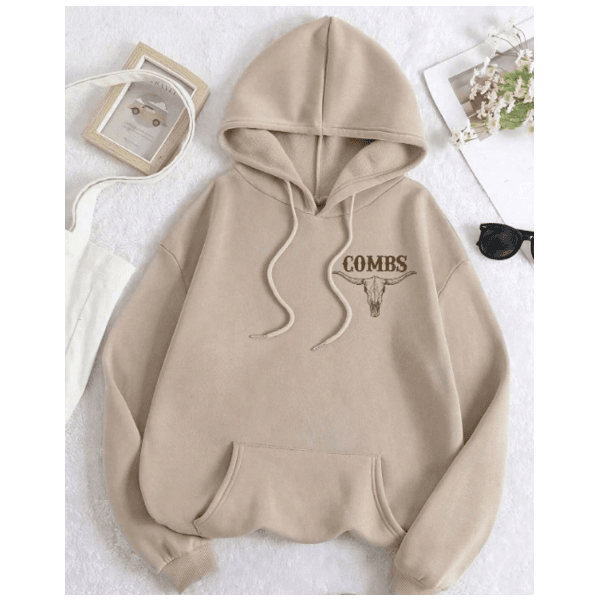 Moletom Feminino Combs Confortavel Tendencia COWBOY Frente e Costa - Bege - QUEIMA DE ESTOQUE