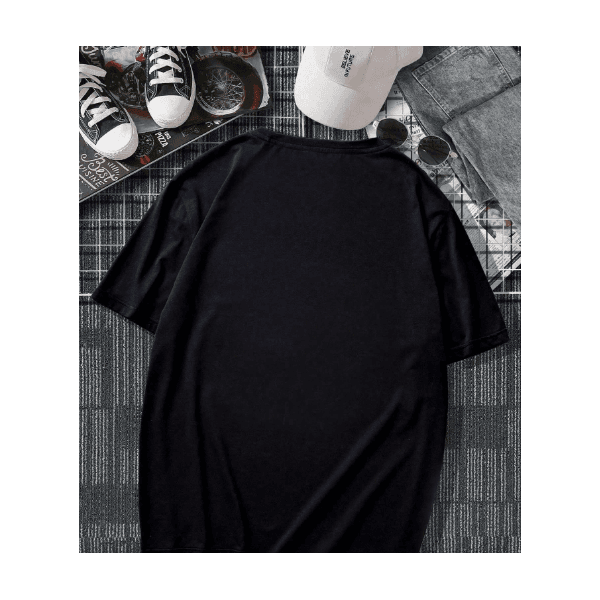 Camiseta casual masculina de manga curta com estampa de GATO DISCO VOADOR - PRETO - QUEIMA DE ESTOQUE