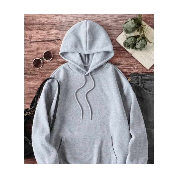 Moletom Feminino Estampado Da Virgem Maria Nas Costas - CINZA - QUEIMA DE ESTOQUE