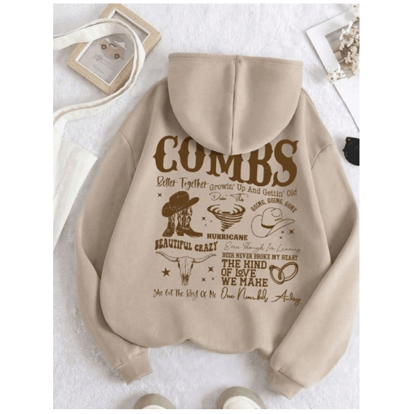 Moletom Feminino Combs Confortavel Tendencia COWBOY Frente e Costa - Bege G - QUEIMA DE ESTOQUE