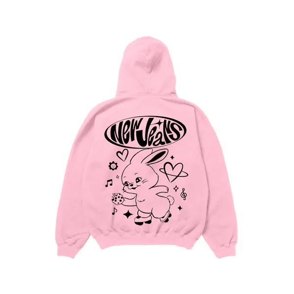 Moletom Canguru New Jeans Bunnies Kpop Blusão De Frio Y2k - ROSA - QUEIMA DE ESTOQUE