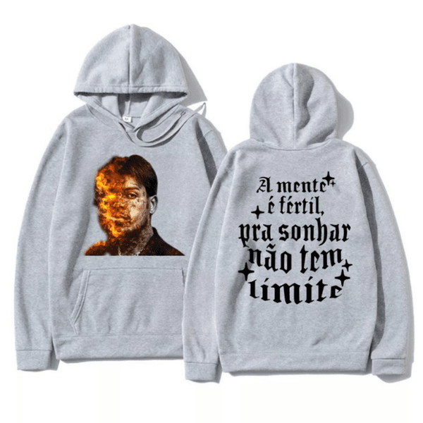 Moletom Estampado Mc Kevin Blusa De Frio Com Capuz - CINZA - QUEIMA DE ESTOQUE