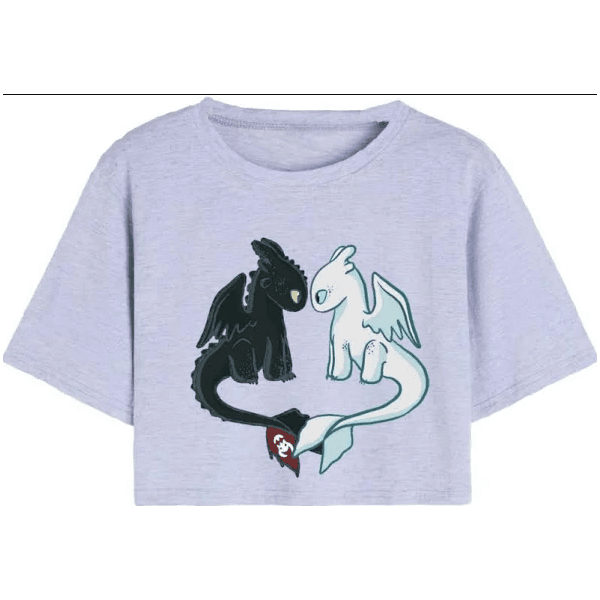 Cropped Camiseta Feminino Camiseta Algodão Premium Dragão Banguela Desenho - QUEIMA DE ESTOQUE