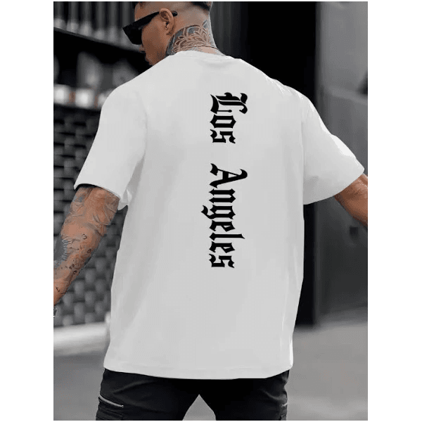 Camiseta Oversized Los Angeles Style Ombro Caído Estilosa - BRANCO - QUEIMA DE ESTOQUE