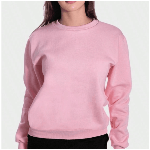 Moletom Urso Gráfico GOLA REDONDA FEMININO de Cartoon Revestido - Rosa - QUEIMA DE ESTOQUE