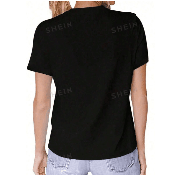 Camiseta Feminina Casual de Verão GATINHOS Camisa 100% Algodão Linha Premium - PRETO - QUEIMA DE ESTOQUE