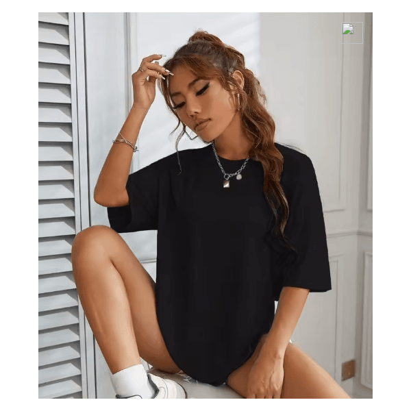 Camiseta de algodão estampada de coelhinha feminina, gola redonda, manga curta, top básico solto, camiseta casual - QUEIMA DE ESTOQUE