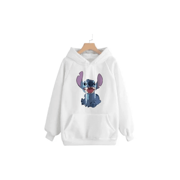 Moletom Canguru Stitch Lilo Fofo Tumblr Blusa de Frio Algodão - Branco - QUEIMA DE ESTOQUE