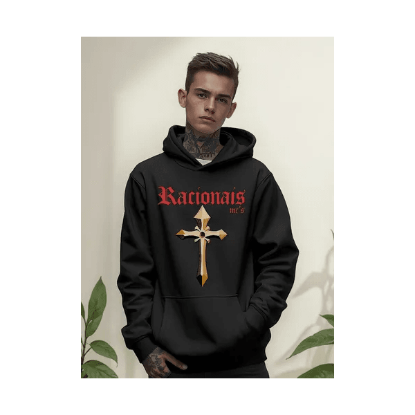 Moletom Blusa Racionais Mc's Livrai-me Dos Bico Sujo Canguru - PRETO - QUEIMA DE ESTOQUE