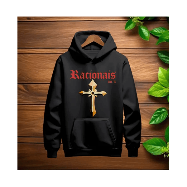 Moletom Blusa Racionais Mc's Livrai-me Dos Bico Sujo Canguru - PRETO - QUEIMA DE ESTOQUE