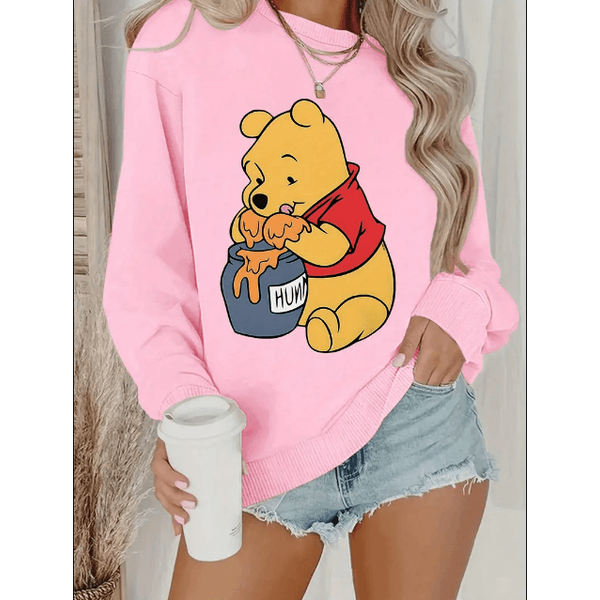 Moletom Forrado com Fleece Disney Winnie the Pooh &amp; Tigger para Mulheres - Aconchegante de Inverno - Rosa P - QUEIMA DE ESTOQUE