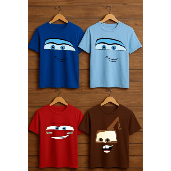 Camiseta Mate Ou Relâmpago Mcqueen / Sally - Desenho Carros- Unissex- Infantil, Adulto E Plus Size - QUEIMA DE ESTOQUE