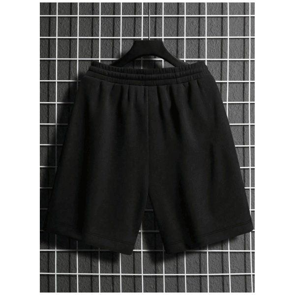 Shorts MOLETOM X IT'S OK Homens Gráfico De Slogan Cintura Com Cordão - PRETO - QUEIMA DE ESTOQUE