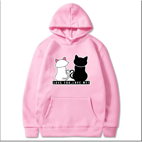 BLUSA MOLETOM CAPUZ BOLSO UNISSEX LOVE YOU, LOVE ME - ROSA M - QUEIMA DE ESTOQUE