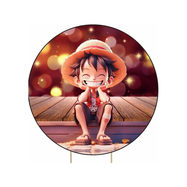 Painel One Piece Festa Redondo Tecido Sublimado 50x50 - QUEIMA DE ESTOQUE