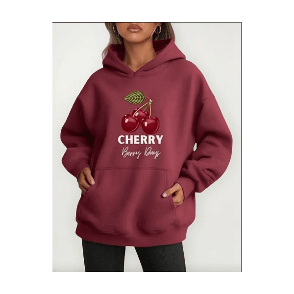 Moletom Feminino Cherry Cereja Moda Inverno Fashion - BORDO G - QUEIMA DE ESTOQUE