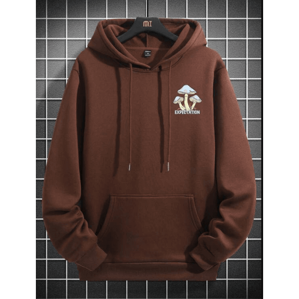 Moletom Com Capuz Com Estampa De Cogumelo - MARROM - QUEIMA DE ESTOQUE