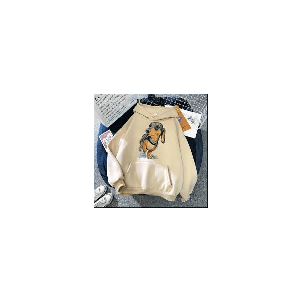 Blusa Moletom Canguru Agasalho Dachshunds Cachorro Salsicha Unissex - Bege M - QUEIMA DE ESTOQUE