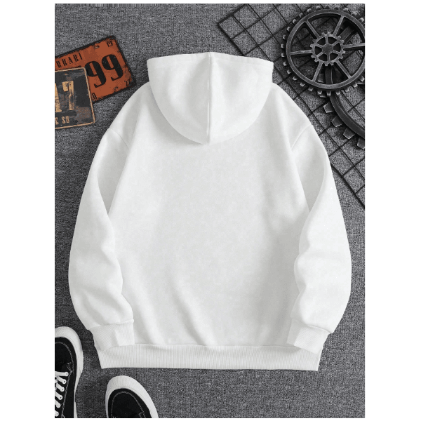 Moletom Com Capuz de Ombros Caídos COELHO LEVER e Grosso Para Homens - Branco - QUEIMA DE ESTOQUE