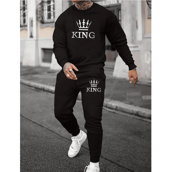 Conjunto Blusa de Frio King (FRENTE) Casaco Esporte Careca Moletom Clássico + Calça King - PRETO G - QUEIMA DE ESTOQUE
