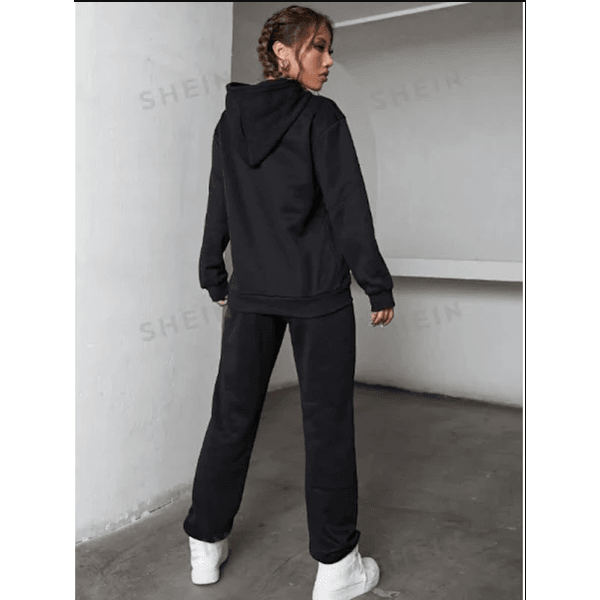 Conjunto De Moletom Feminino Streetwear Brooklyn NYC tumblr Com Calça - PRETO - QUEIMA DE ESTOQUE