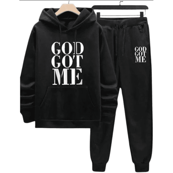 Conjunto Moletom Masculino God Got Me Streetwear - PRETO - QUEIMA DE ESTOQUE