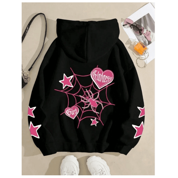 Moletom Feminino Aranha Rosa Costas DETALHES NAS MANGAS INFANTIL - TAMANHO 12 - QUEIMA DE ESTOQUE