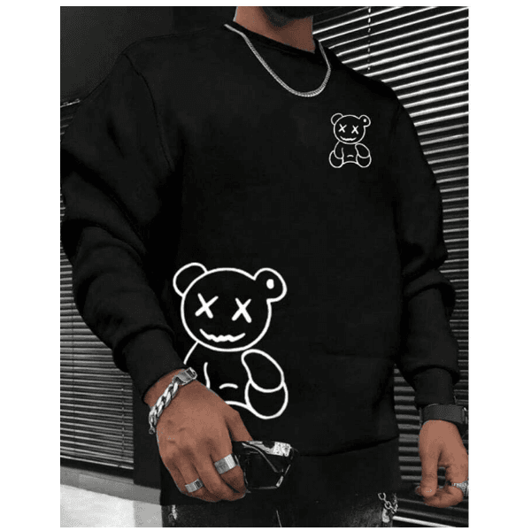  Moletom Ursinho Moderno Estiloso Novidade - Preto P - QUEIMA DE ESTOQUE