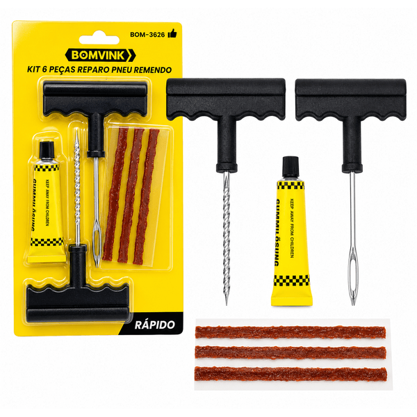 Kit Reparo para Pneu Sem Câmara Bomvink BOM-3626 - UNICAA HOME CENTER