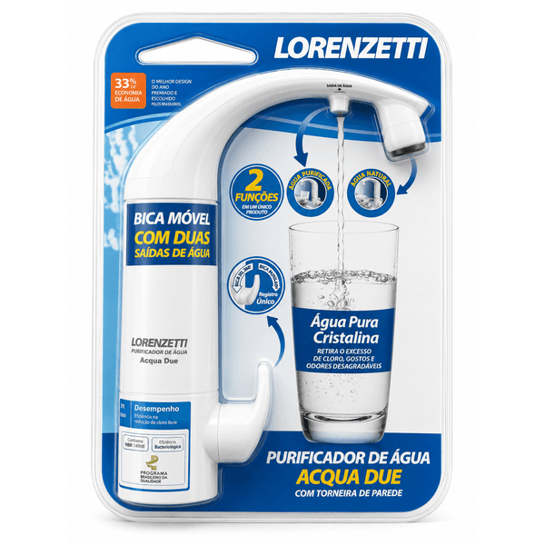Torneira Acqua Due Com Filtro Purificador De Água Parede Lorenzetti