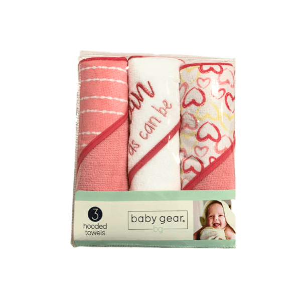 Kit com 3 toalhas com touca Baby Gear Coração