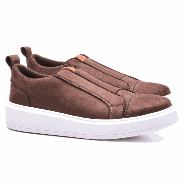 Sapatênis Masculino Franshoes Full Camurça Café com Elástico