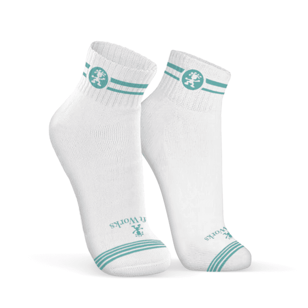 Meia de Algodão Cano Médio Branco com Verde Medicina Soft Works