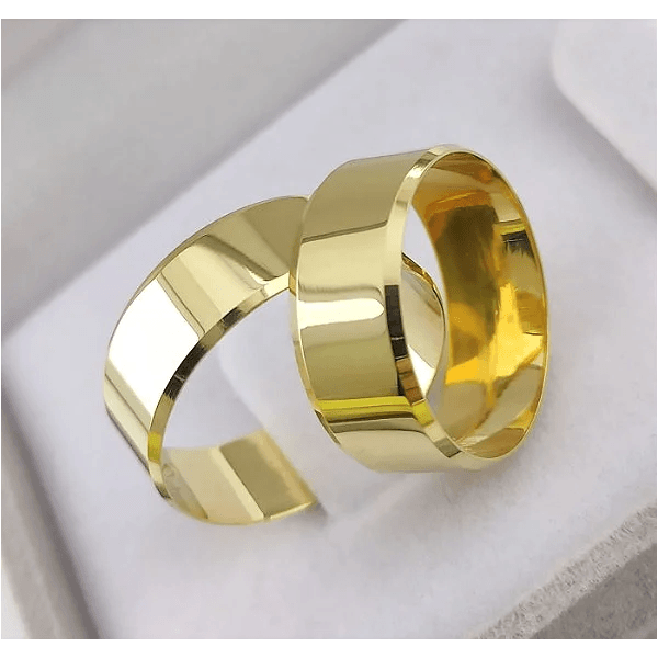 Alianças de Casamento Chanfradas 7mm Cristalina