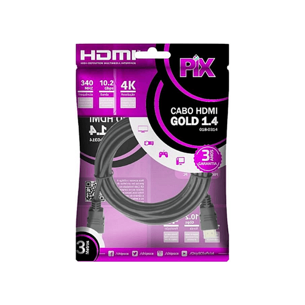 Cabo Hdmi 1.4 - 4k Ultrahd 15p 3m 